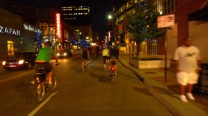 Riding through Power & Light District